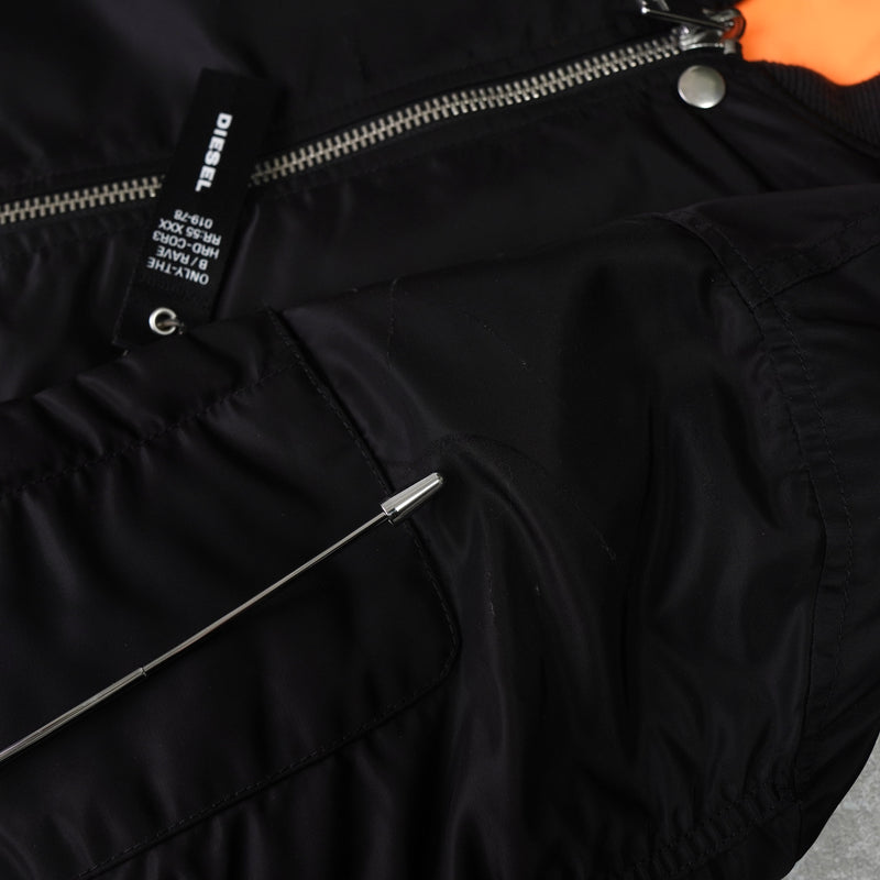 ディーゼル バックロゴ リバーシブル MA-1 メンズ ブラック / オレンジ