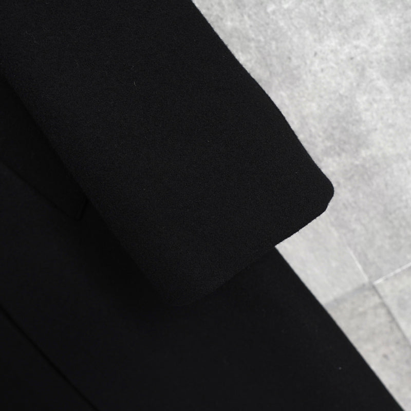 ジルサンダー レザー切り替え 変形 前立て ウールコート レディース ブラック / ホワイト