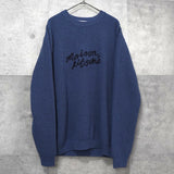 メゾン キツネ 筆記体ロゴ ワッフル ニット ブルー