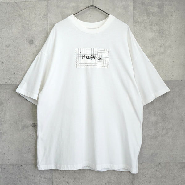 エムエムシックス メゾン マルジェラ ロゴプリント オーバーサイズ Tシャツ ホワイト