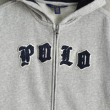 ポロ ラルフローレン フェルトロゴ フルジップ パーカー ライトグレー