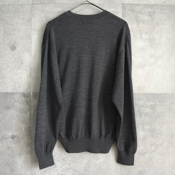 イヴ サンローラン ヴィンテージ Vネック YSLロゴ ニット グレー