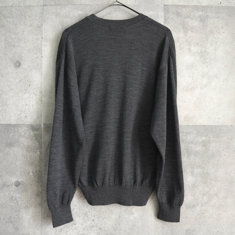 イヴ サンローラン ヴィンテージ Vネック YSLロゴ ニット グレー