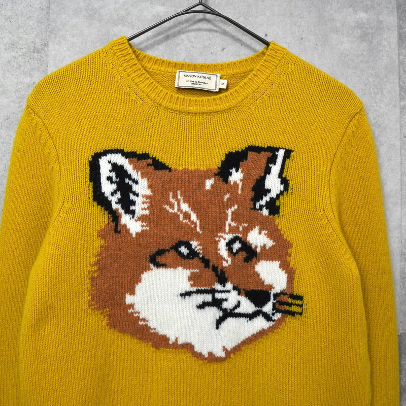 メゾン キツネ フォックスヘッド ウール ニット レディース イエロー