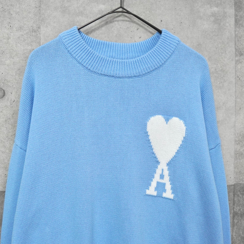 アミパリ アミ パリス ハートロゴ ニット ブルー