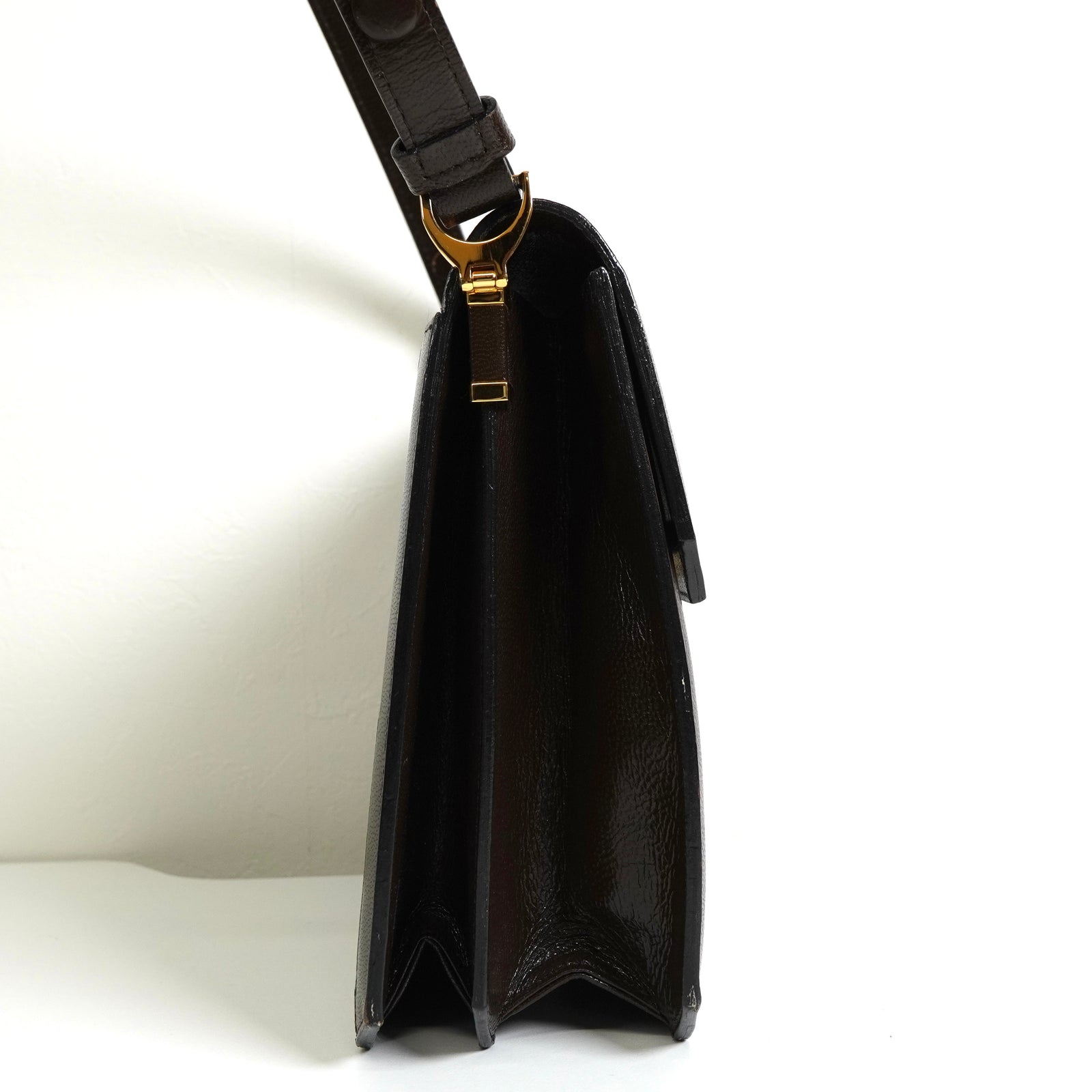 極 美品 イヴサンローラン YSL ロゴ リザード レザー ショルダーバッグ 黒 Yves Saint Laurent イヴ・サンローラン YSL リザード レザー