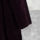 バーバリー ロンドン ホースロゴ 革ボタン ノバチェック裏地 ベロア ステンカラーコート ボルドー レディース