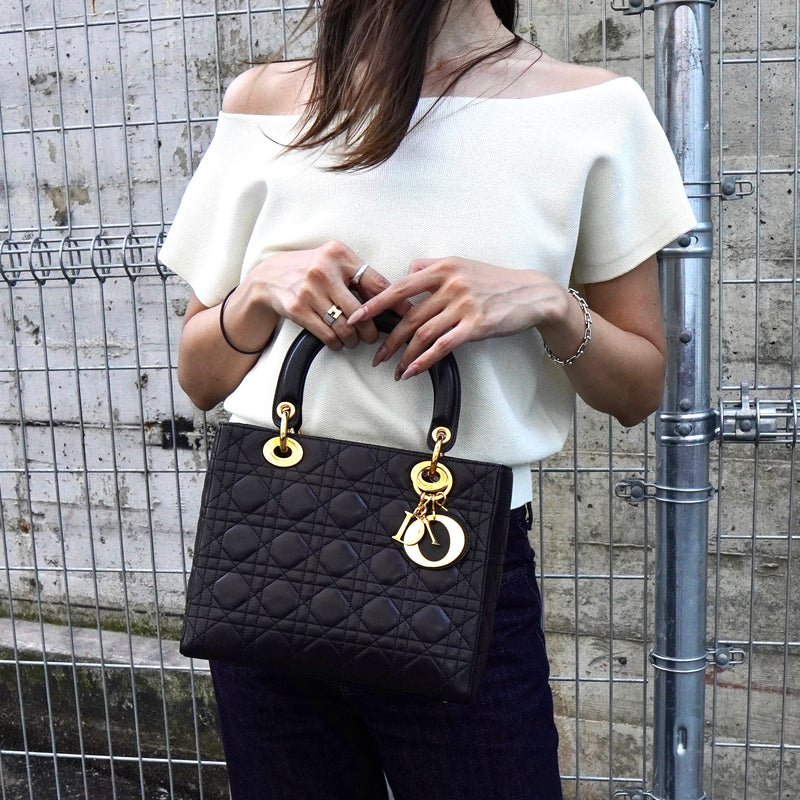 Christian Dior レディディオール ハンドバッグ カナージュ ディオール レディディオール カナージュ レザー 2way
