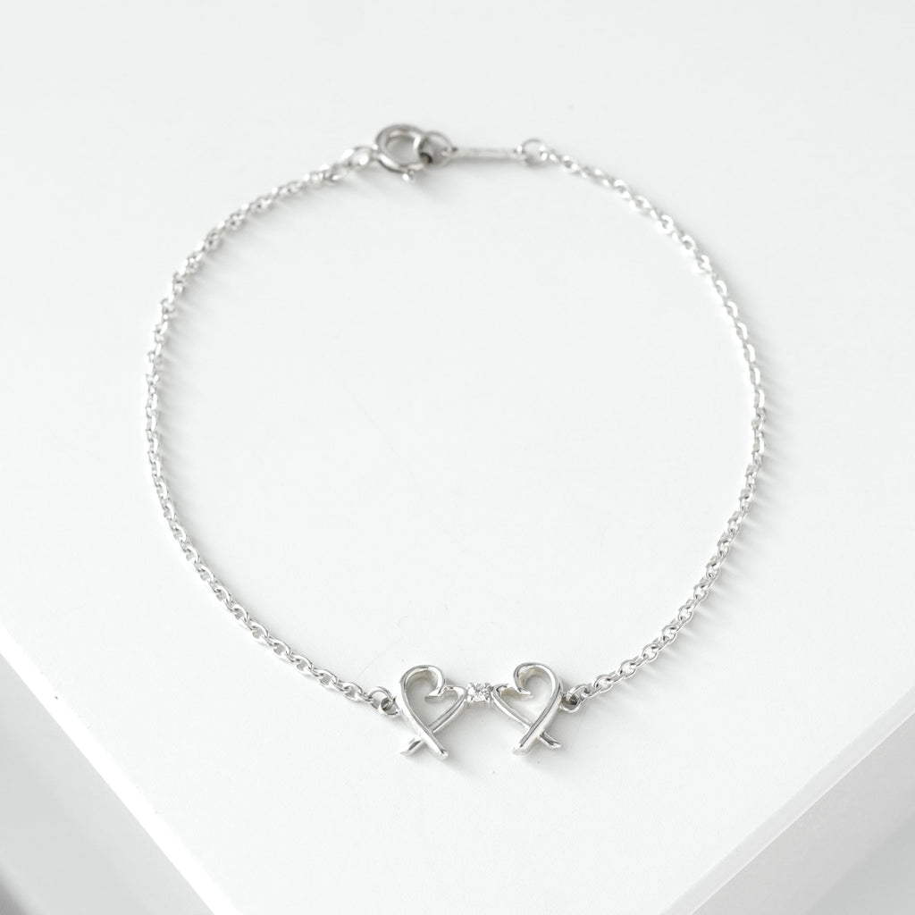 ティファニー ダイヤモンド ダブル ラビングハート ブレスレット シルバー925 レディース