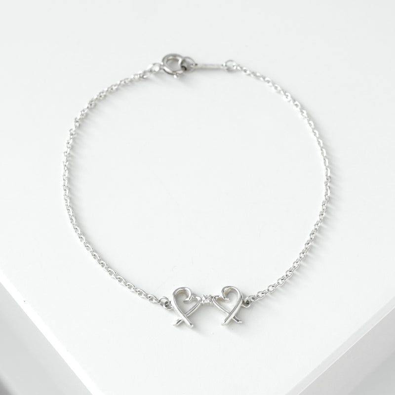 ティファニー ダイヤモンド ダブル ラビングハート ブレスレット シルバー925 レディース