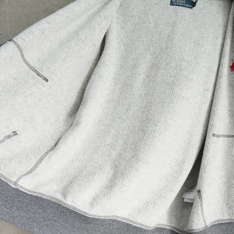 ポロ ラルフローレン スモールポニーロゴ チェック柄 フルジップ パーカー グレー