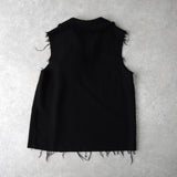 トリコ コムデギャルソン 2003年製 薔薇 装飾 カットオフ ウール ベスト レディース ブラック