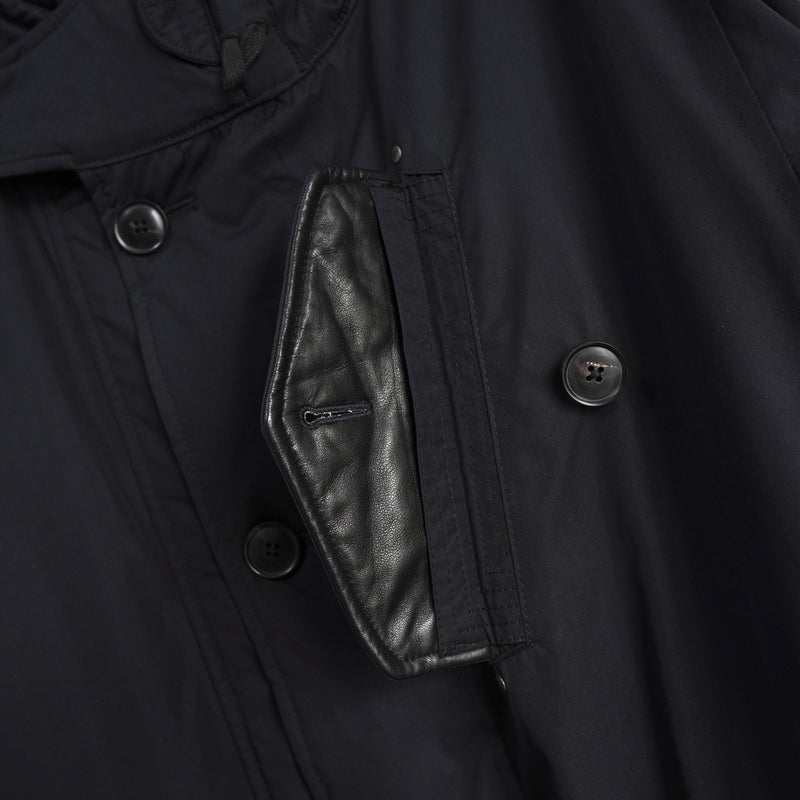 ポロ バイ ラルフローレン レザー切り替え フーデッド 中綿ジャケット コート ブラック