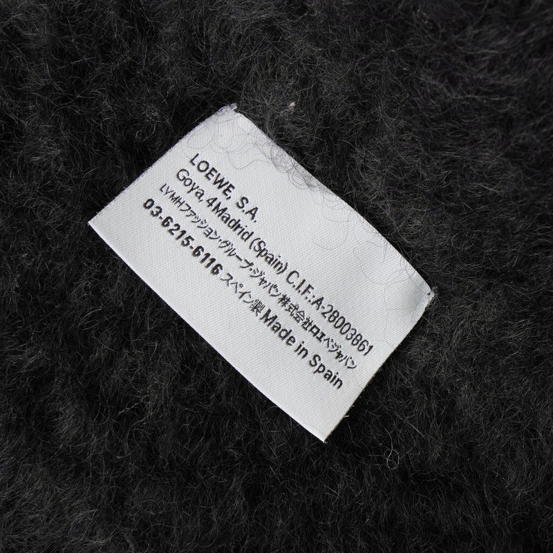 ロエベ アナグラム レザーパッチ モヘア マフラー ブラック