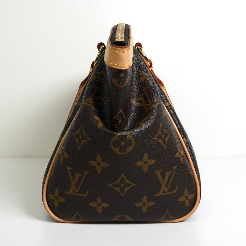 ルイ・ヴィトン モノグラム ティボリPM レザー ハンドバッグ ブラウン M40143