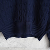 ポロ ゴルフ ラルフローレン ワンポイント ロゴ ケーブル編み ニット ネイビー