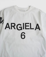 エムエムシックス メゾン マルジェラ シャツ素材 プルオーバー オーバーサイズ ロゴ Tシャツ ホワイト サイズ38 メンズ レディース