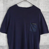 プラダ ロゴパッチ ナイロン切り替え 胸ポケット Tシャツ ブラック