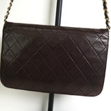 シャネル ココマーク マトラッセ ラムスキン チェーン ショルダーバッグ ブラウン 0番台7桁