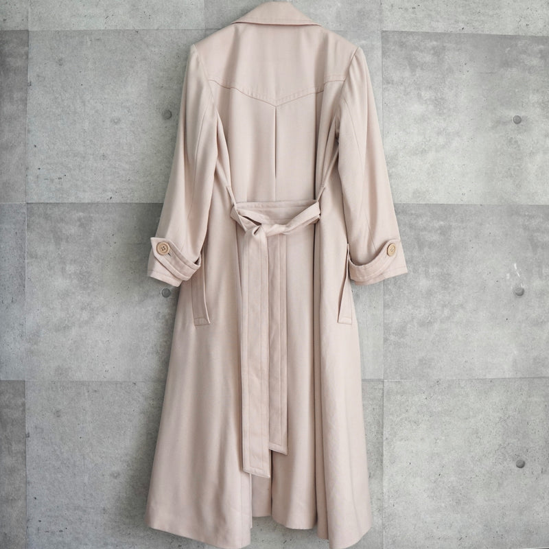 イヴサンローラン ロング丈 トレンチコート ピンクベージュ コート レディース