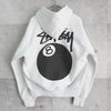 Stussy zip-up hoodie with 8-ball print in grey