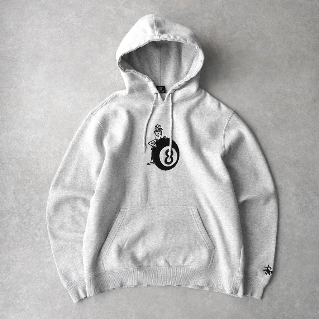 ステューシー 8ボール 刺繍 パーカー フーディー ライトグレー
