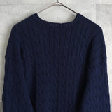 ポロ ゴルフ ラルフローレン ワンポイント ロゴ ケーブル編み ニット ネイビー