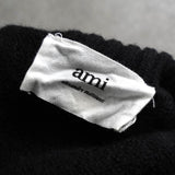 アミパリ アミ パリス ハートロゴ ボーダー タートルネック ニット ブラック / ホワイト