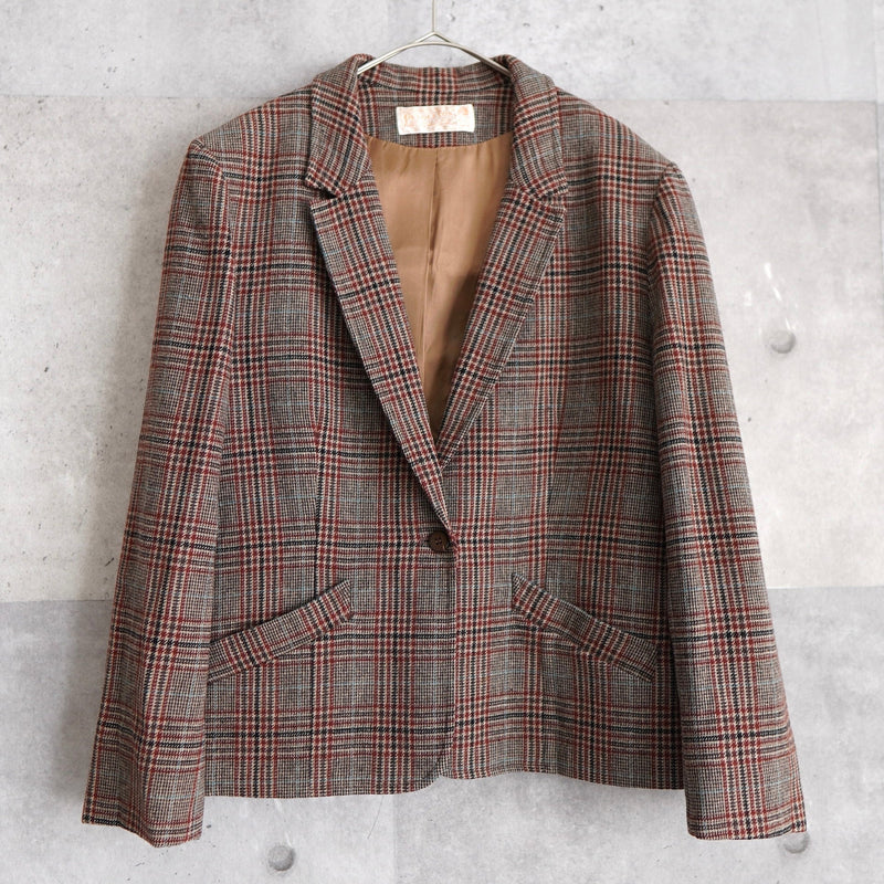 80's〜90's｜Check Wool Tailored Jacket｜Made in USA - NEWSED