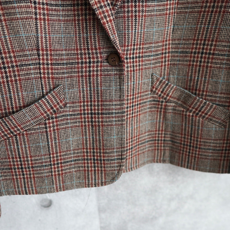 80's〜90's｜Check Wool Tailored Jacket｜Made in USA - NEWSED