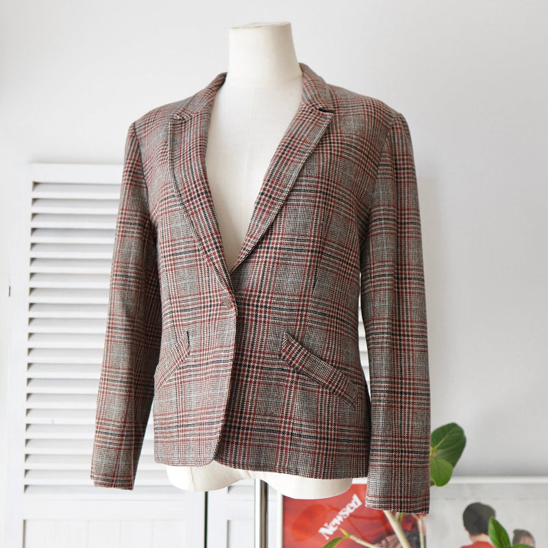 80's〜90's｜Check Wool Tailored Jacket｜Made in USA - NEWSED