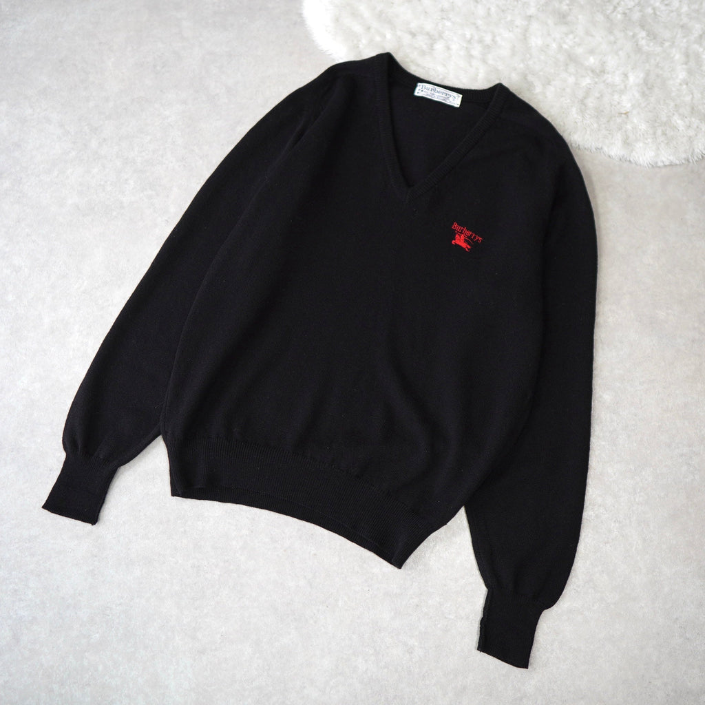 80's〜90's｜Logo Embroidery V-neck Sweater｜Made in England