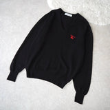 80's〜90's｜Logo Embroidery V - neck Sweater｜Made in England - NEWSED