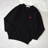 80's〜90's｜Logo Embroidery V - neck Sweater｜Made in England - NEWSED