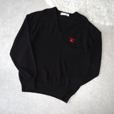 80's〜90's｜Logo Embroidery V - neck Sweater｜Made in England - NEWSED