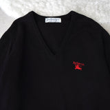 80's〜90's｜Logo Embroidery V - neck Sweater｜Made in England - NEWSED