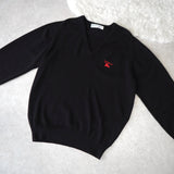 80's〜90's｜Logo Embroidery V - neck Sweater｜Made in England - NEWSED
