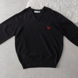 80's〜90's｜Logo Embroidery V - neck Sweater｜Made in Scotland - NEWSED