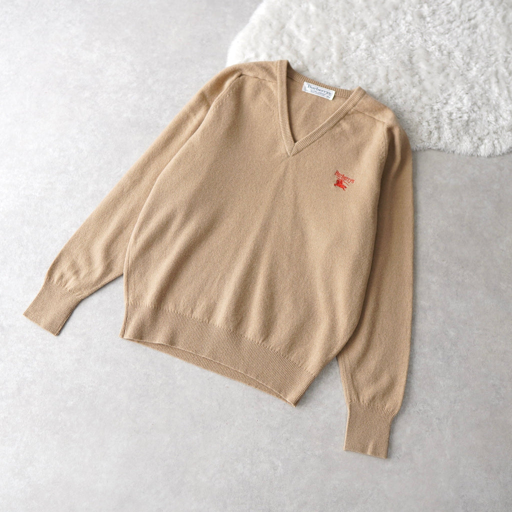 80's〜90's｜Logo Embroidery V-neck Sweater｜Made in Scotland