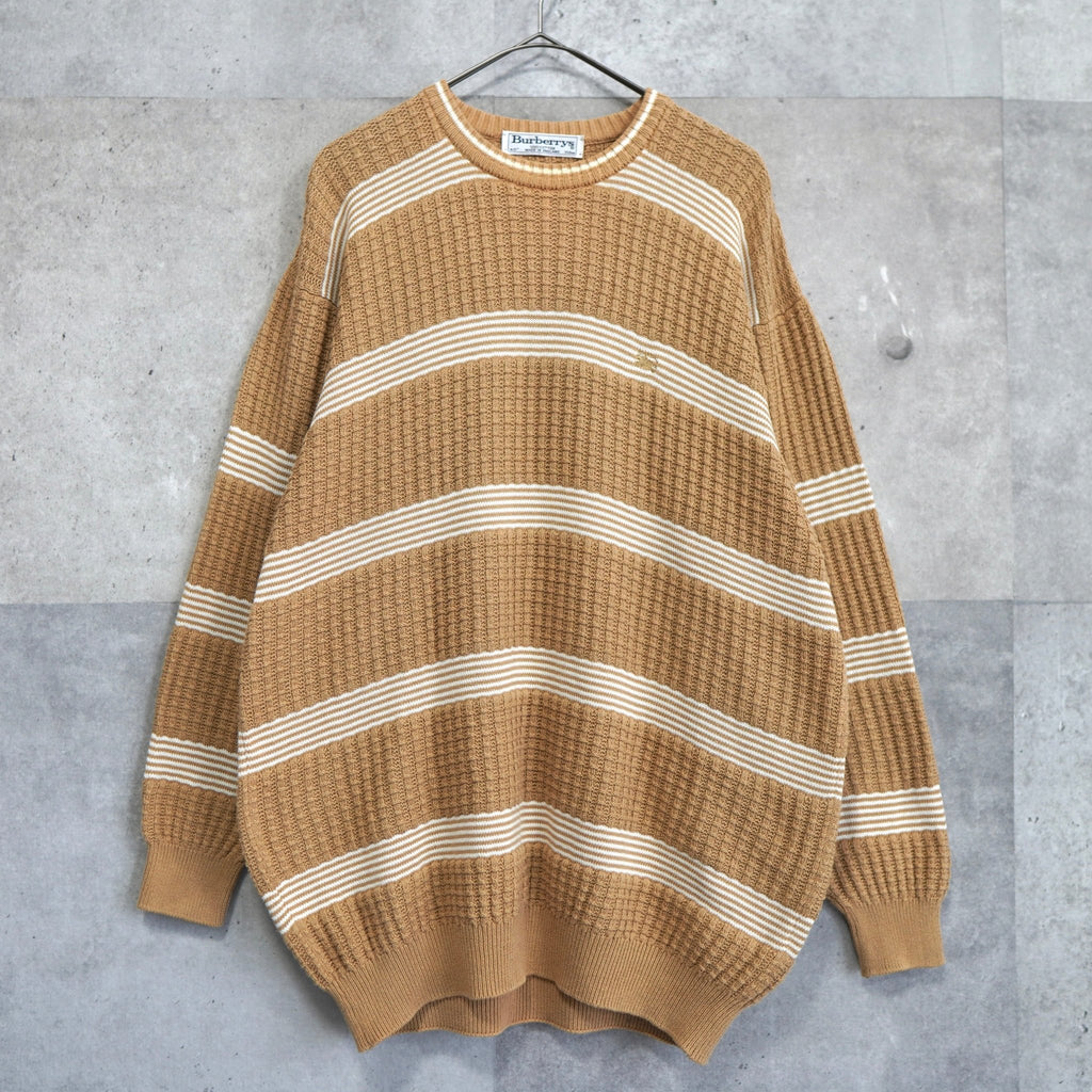 80's〜90's｜Logo Embroidery Waffle Sweater｜Made in England