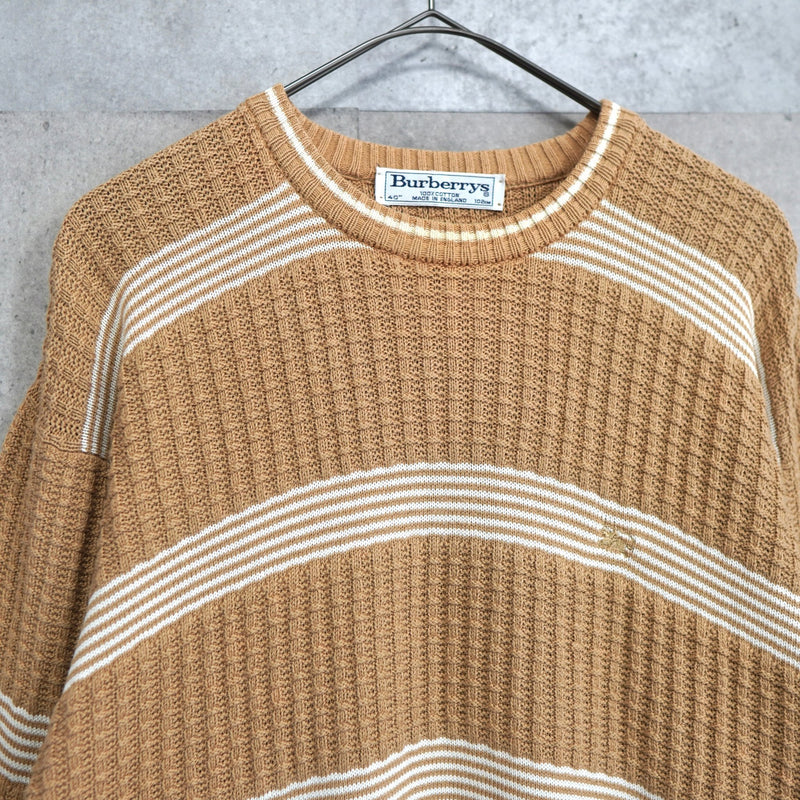 80's〜90's｜Logo Embroidery Waffle Sweater｜Made in England - NEWSED