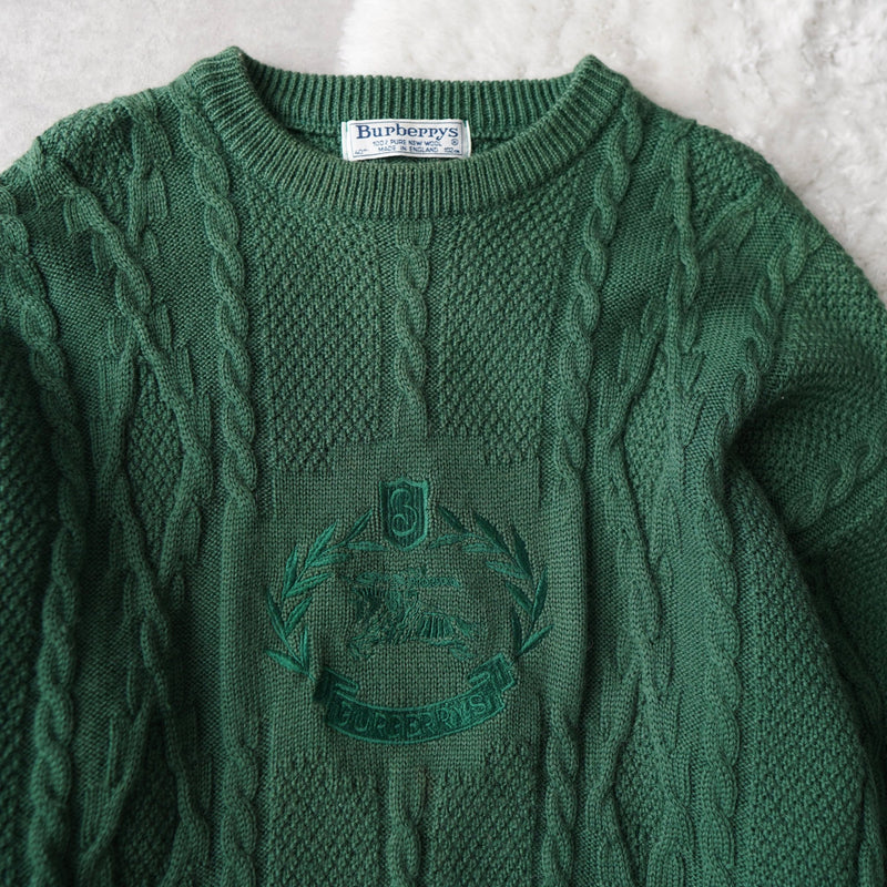 80's〜90's｜Logo Embroidery Wool Sweater｜Made in England - NEWSED