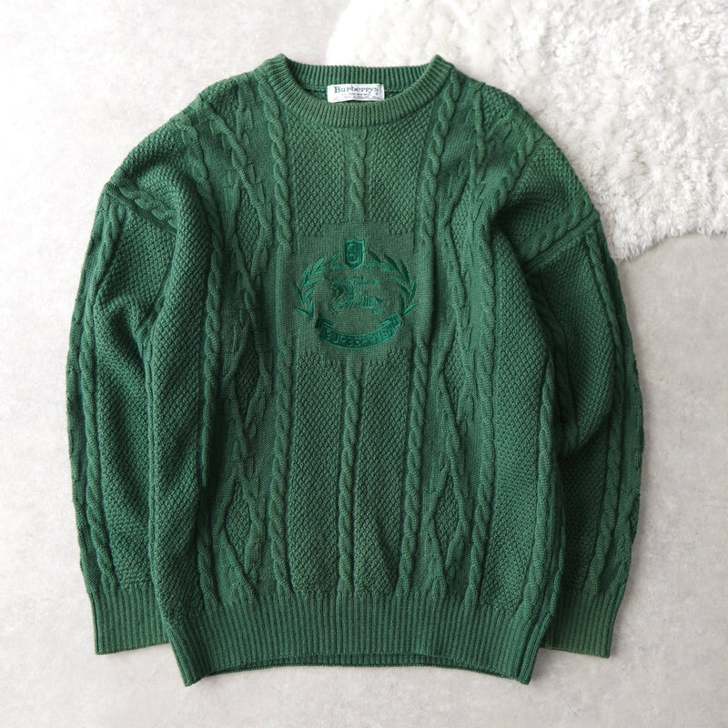 80's〜90's｜Logo Embroidery Wool Sweater｜Made in England - NEWSED