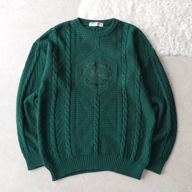 80's〜90's｜Logo Embroidery Wool Sweater｜Made in England - NEWSED
