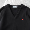 80's〜90's｜Logo Embroidery Wool V-neck Sweater｜Made in Scotland