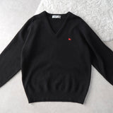 80's〜90's｜Logo Embroidery Wool V - neck Sweater｜Made in Scotland - NEWSED