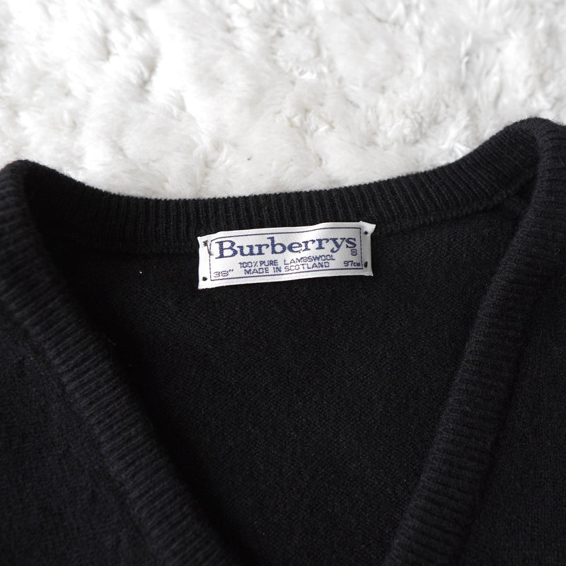 80's〜90's｜Logo Embroidery Wool V - neck Sweater｜Made in Scotland - NEWSED