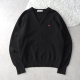 80's〜90's｜Logo Embroidery Wool V - neck Sweater｜Made in Scotland - NEWSED