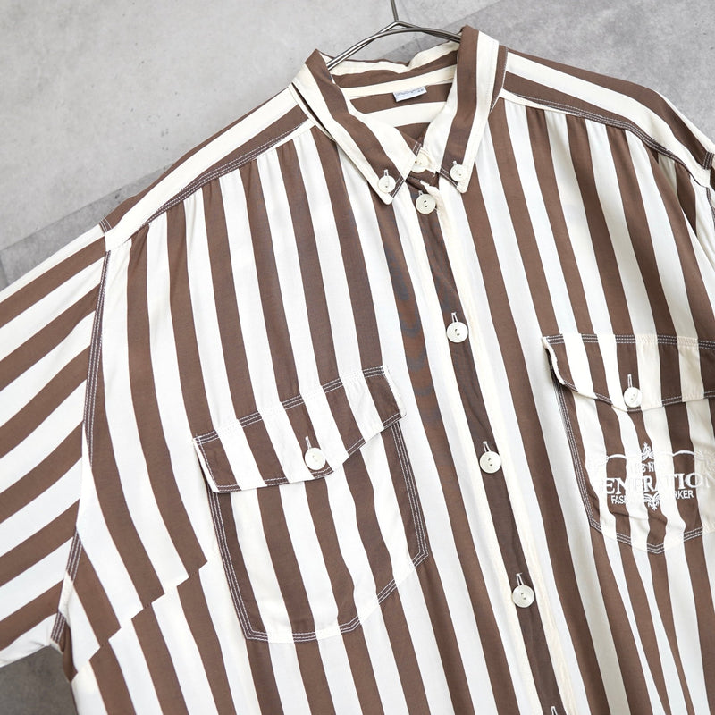 80's｜Embroidered Stripe Shirt - NEWSED