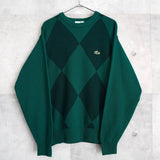 80's｜Logo Patch Argyle Pattern Sweater - NEWSED